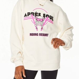 SoulCycle Cream Sweatshirt with Pink and Black Graphic apres